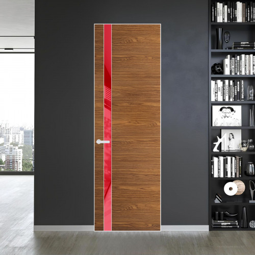 18 VE-H натуральный шпон Espresso 35M профиль Вайт вставка Красный лак ProfilDoors Orange