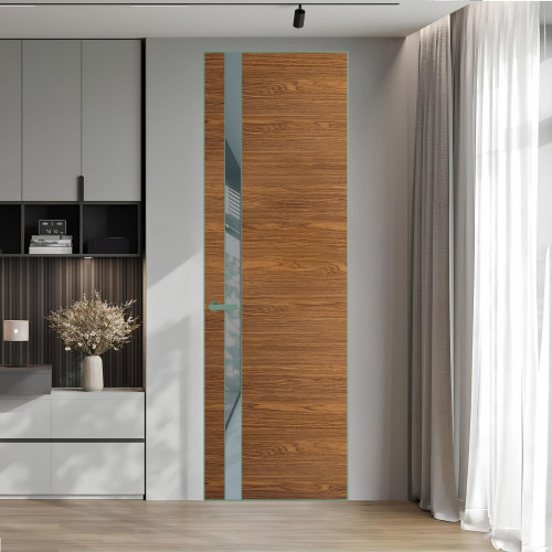 18 VE-H натуральный шпон Espresso 35M профиль Зеленый воск вставка Темно-серый лак ProfilDoors Orange