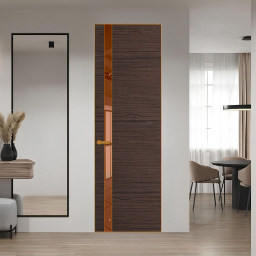 18 VE-H натуральный шпон Espresso 360M профиль Бронза вставка Зеркало Bronza ProfilDoors Orange