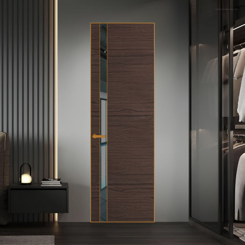 18 VE-H натуральный шпон Espresso 360M профиль Бронза вставка Зеркало Grey ProfilDoors Orange