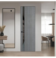 18 VE-V натуральный шпон Bianche Notti 01Q профиль Черный муар вставка Графит лак ProfilDoors Orange