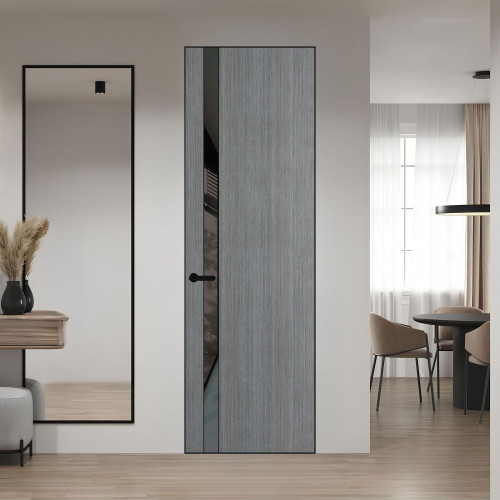 18 VE-V натуральный шпон Bianche Notti 01Q профиль Черный муар вставка Графит лак ProfilDoors Orange