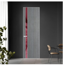 18 VE-V натуральный шпон Bianche Notti 01Q профиль Вайт вставка Бордовый лак ProfilDoors Orange