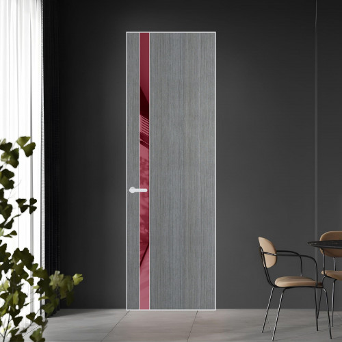 18 VE-V натуральный шпон Bianche Notti 01Q профиль Вайт вставка Бордовый лак ProfilDoors Orange