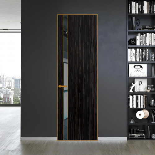 18 VE-V натуральный шпон Espresso 1042S профиль Бронза вставка Зеркало Grey ProfilDoors Orange