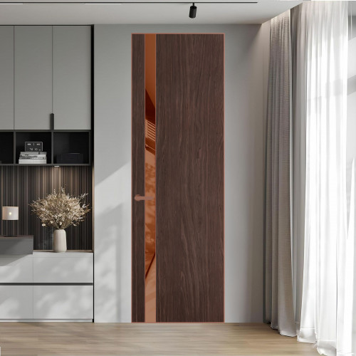 18 VE-V натуральный шпон Espresso 1386M профиль Медь вставка Коричневая нуга лак ProfilDoors Orange