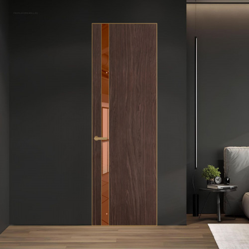 18 VE-V натуральный шпон Espresso 1386M профиль Золото вставка Зеркало Bronza ProfilDoors Orange