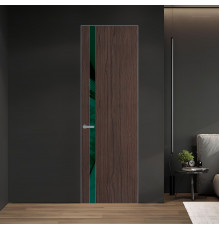 18 VE-V натуральный шпон Espresso 360M профиль Серебро вставка Темно-зеленый лак ProfilDoors Orange