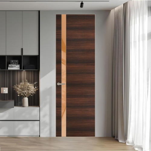 18 VE-H натуральный шпон Albero 1398S профиль Никель матовый вставка Светло-коричневый лак ProfilDoors Orange