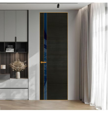 18 VE-H натуральный шпон Bianche Notti 069S профиль Бронза вставка Темно-синий лак ProfilDoors Orange