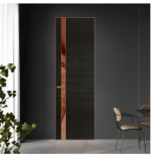 18 VE-H натуральный шпон Bianche Notti 069S профиль Медь вставка Коричневая нуга лак ProfilDoors Orange