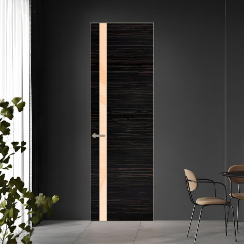 18 VE-H натуральный шпон Espresso 1042S профиль Никель матовый вставка Бежевый лак ProfilDoors Orange