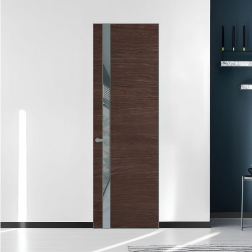 18 VE-H натуральный шпон Espresso 1386M профиль Серебро вставка Темно-серый лак ProfilDoors Orange