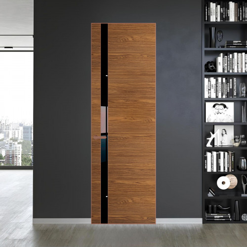 18 VE-H натуральный шпон Espresso 35M профиль Медь вставка Черный лак ProfilDoors Orange