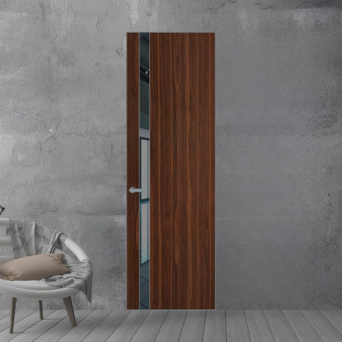 18 VE-V натуральный шпон Albero 1294M профиль Серебро вставка Зеркало Grey ProfilDoors Orange