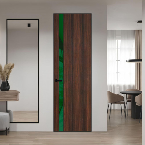 18 VE-V натуральный шпон Albero 1398S профиль Черный матовый вставка Желтый лак ProfilDoors Orange