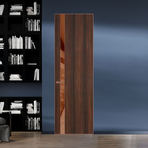 18 VE-V натуральный шпон Albero 1398S профиль Медь вставка Коричневая нуга лак ProfilDoors Orange