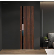 18 VE-V натуральный шпон Albero 1398S профиль Никель матовый вставка Черный лак ProfilDoors Orange