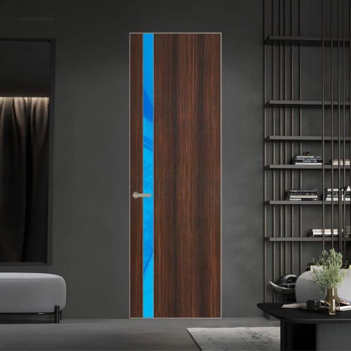 18 VE-V натуральный шпон Albero 1398S профиль Никель матовый вставка Голубой лак ProfilDoors Orange