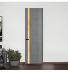18 VE-V натуральный шпон Bianche Notti 01Q профиль Черный муар вставка Кремовый лак ProfilDoors Orange