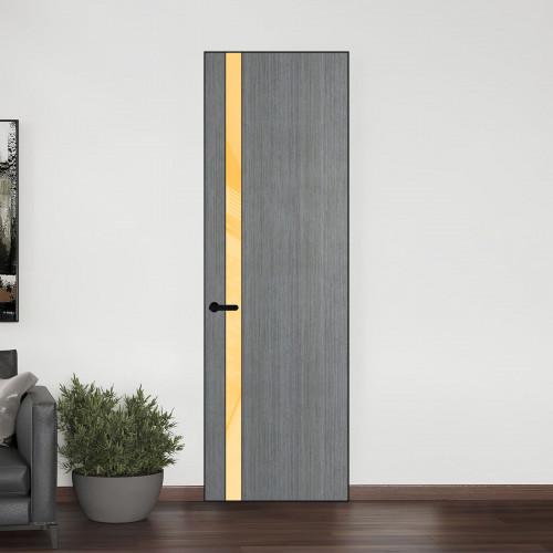 18 VE-V натуральный шпон Bianche Notti 01Q профиль Черный муар вставка Кремовый лак ProfilDoors Orange