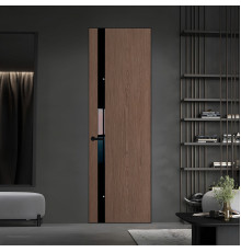 18 VE-V натуральный шпон Bianche Notti 822M профиль Черный муар вставка Черный лак ProfilDoors Orange
