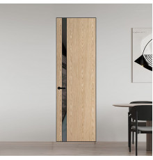 18 VE-V натуральный шпон Duna 500C профиль Черный муар вставка Графит лак ProfilDoors Orange
