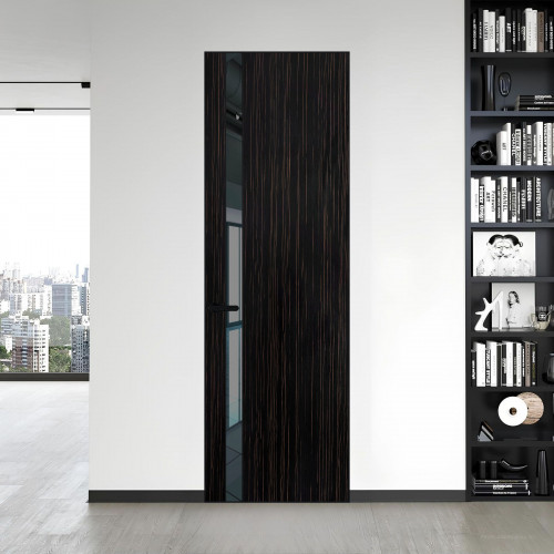 18 VE-V натуральный шпон Espresso 1042S профиль Черный муар вставка Зеркало Grey ProfilDoors Orange