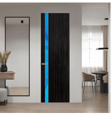 18 VE-V натуральный шпон Espresso 1042S профиль Никель матовый вставка Голубой лак ProfilDoors Orange