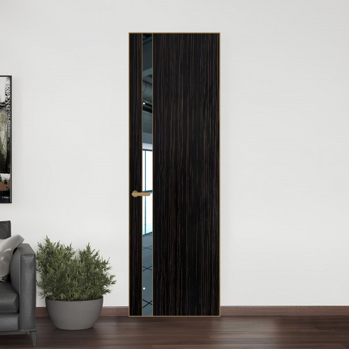 18 VE-V натуральный шпон Espresso 1042S профиль Золото вставка Зеркало ProfilDoors Orange