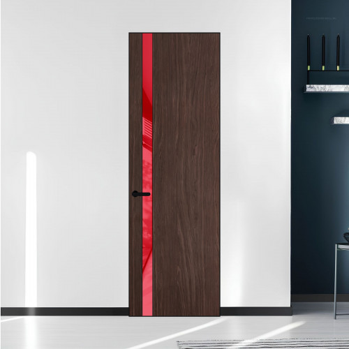18 VE-V натуральный шпон Espresso 1386M профиль Черный матовый вставка Красный лак ProfilDoors Orange