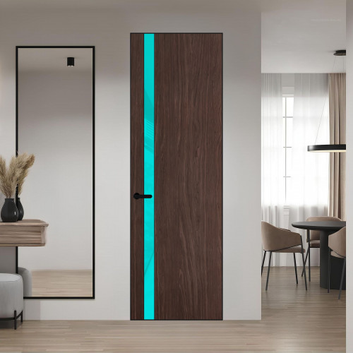 18 VE-V натуральный шпон Espresso 1386M профиль Черный матовый вставка Мята лак ProfilDoors Orange