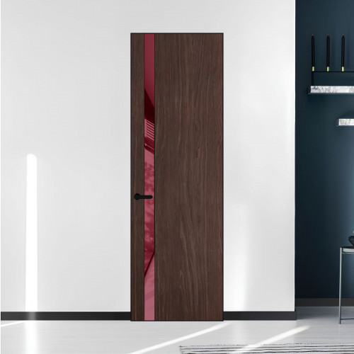 18 VE-V натуральный шпон Espresso 1386M профиль Черный муар вставка Бордовый лак ProfilDoors Orange