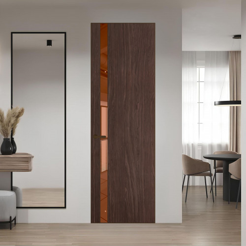 18 VE-V натуральный шпон Espresso 1386M профиль Деорэ вставка Зеркало Bronza ProfilDoors Orange