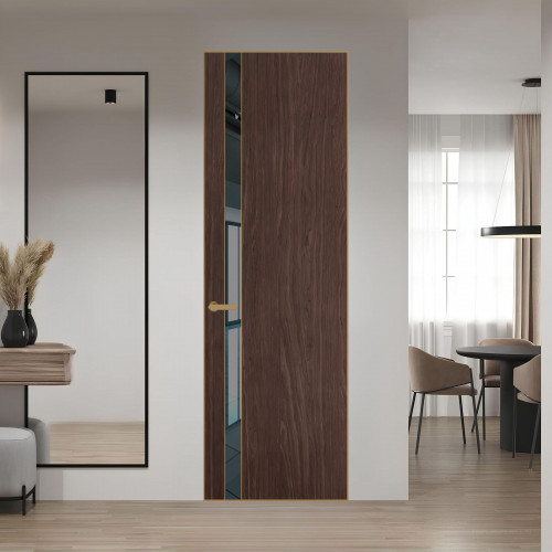 18 VE-V натуральный шпон Espresso 1386M профиль Золото вставка Зеркало Grey ProfilDoors Orange