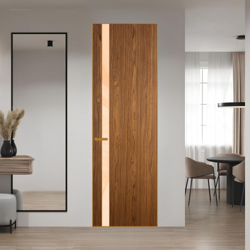 18 VE-V натуральный шпон Espresso 35M профиль Бронза вставка Бежевый лак ProfilDoors Orange