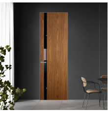 18 VE-V натуральный шпон Espresso 35M профиль Серебро вставка Черный лак ProfilDoors Orange
