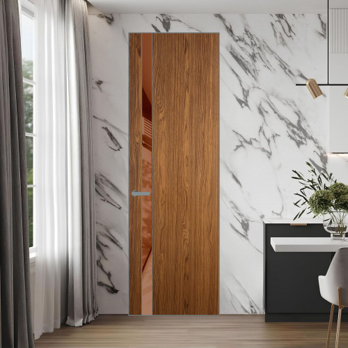 18 VE-V натуральный шпон Espresso 35M профиль Серебро вставка Коричневая нуга лак ProfilDoors Orange