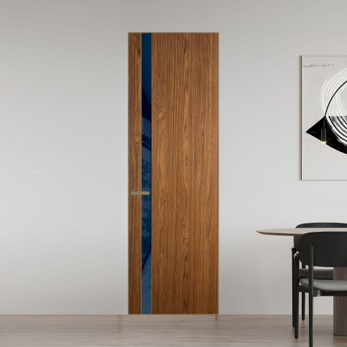18 VE-V натуральный шпон Espresso 35M профиль Шампань вставка Темно-синий лак ProfilDoors Orange