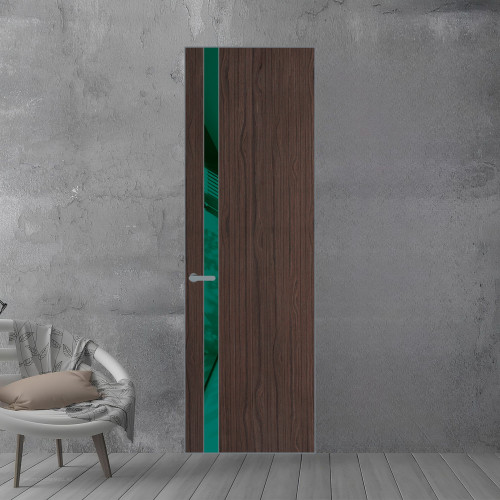 18 VE-V натуральный шпон Espresso 360M профиль Серебро вставка Зеленый лес лак ProfilDoors Orange