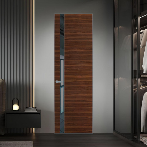 18 VE-H натуральный шпон Albero 1294M профиль Серебро вставка Зеркало Grey ProfilDoors Orange