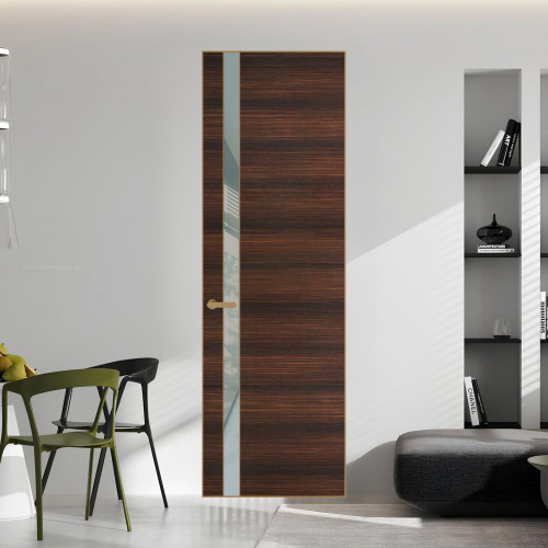 18 VE-H натуральный шпон Albero 1398S профиль Золото вставка Теплый серый лак ProfilDoors Orange