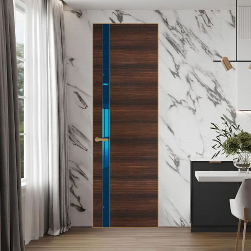 18 VE-H натуральный шпон Albero 1398S профиль Золото вставка Зеркало Blue ProfilDoors Orange