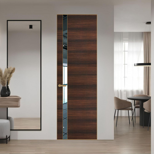 18 VE-H натуральный шпон Albero 1398S профиль Золото вставка Зеркало ProfilDoors Orange