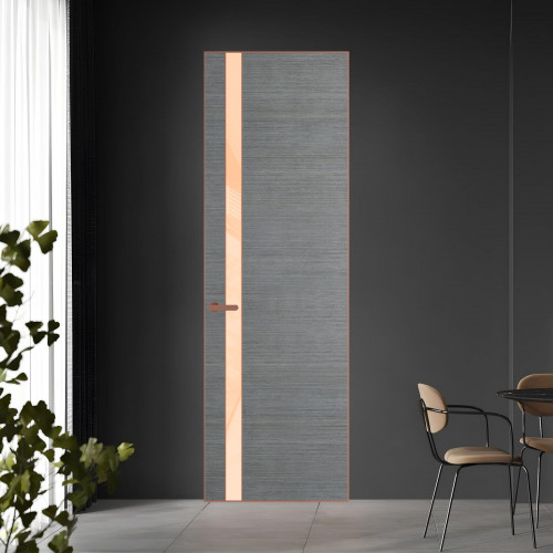 18 VE-H натуральный шпон Bianche Notti 01Q профиль Медь вставка Бежевый лак ProfilDoors Orange