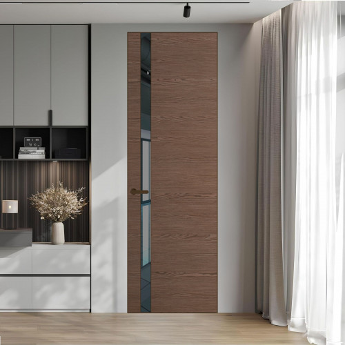 18 VE-H натуральный шпон Bianche Notti 822M профиль Деорэ вставка Зеркало Grey ProfilDoors Orange