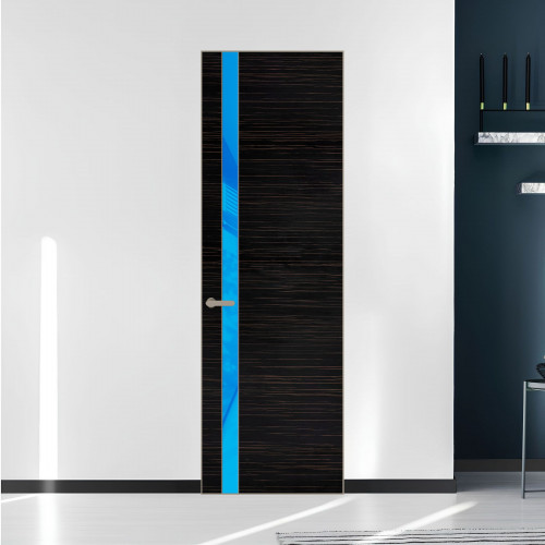 18 VE-H натуральный шпон Espresso 1042S профиль Никель матовый вставка Голубой лак ProfilDoors Orange