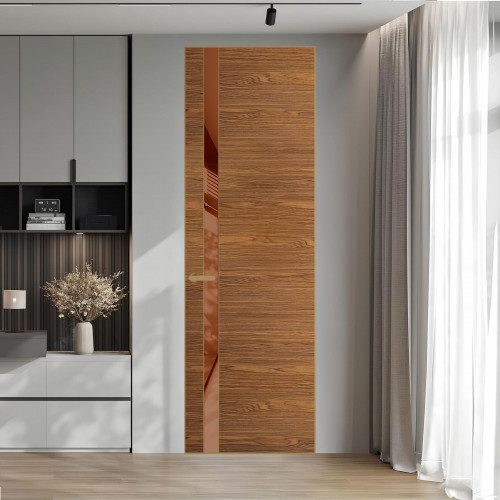 18 VE-H натуральный шпон Espresso 35M профиль Золото вставка Коричневая нуга лак ProfilDoors Orange