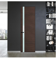 18 VE-H натуральный шпон Espresso 360M профиль Черный матовый вставка Белый лак ProfilDoors Orange