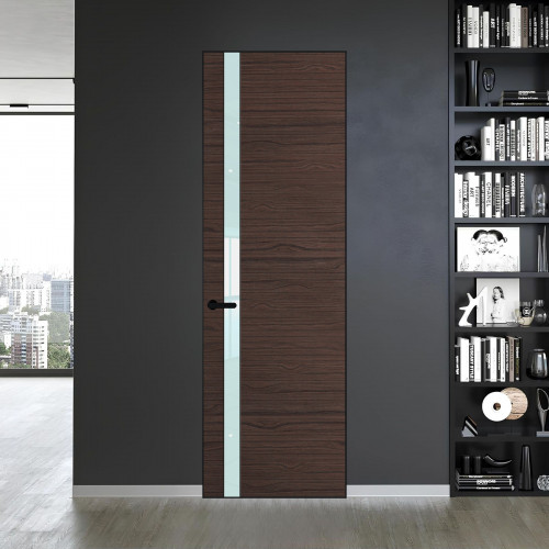 18 VE-H натуральный шпон Espresso 360M профиль Черный матовый вставка Белый лак ProfilDoors Orange